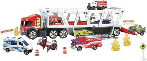 Matchbox- Camion dei Pompieri con Veicolo che può Contenere 16 Macchinine, Rampa - Foto 5 di 9
