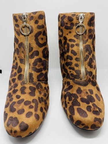 Comfort Leopard Print Ankle Block Heel Booties With Zip Front  Women’s Size 10M - Picture 7 of 12