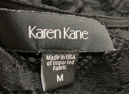 Karen Kane Womens Black Lace Tank Top Side Slits Fringe Hem Size M Medium - Picture 8 of 8