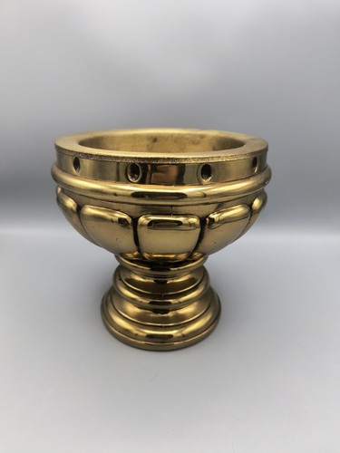 Vintage Decorative Brass Planter Crown Pedestal Bowl 7" Mid-century '60s - Picture 4 of 11