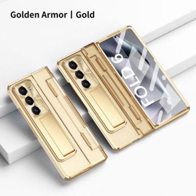 For Samsung Galaxy Z Fold6 Fold5 Fold4 3 Plating 360° Full Glass Flip Case Cover