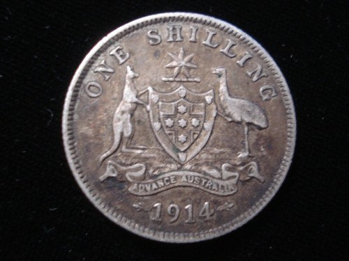 Moneda de plata esterlina chelín australiano 1914 KGV Full Advance Australia (SA07) - Imagen 1 de 2