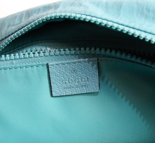 NUEVO GUCCI 536724 Entrelazado G años 80 Parche Azul Nailon Mochila - Imagen 10 de 11
