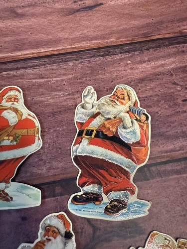 De colección 1987 5 troquelados doble cara Santa Claus adorno de Navidad Merrimack - Imagen 7 de 8