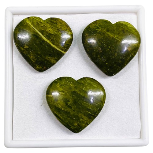 3 Pcs Natural Unakite 34.5-35mm Huge Heart Shape Loose Cabochon Gemstones Lot - Picture 3 of 8
