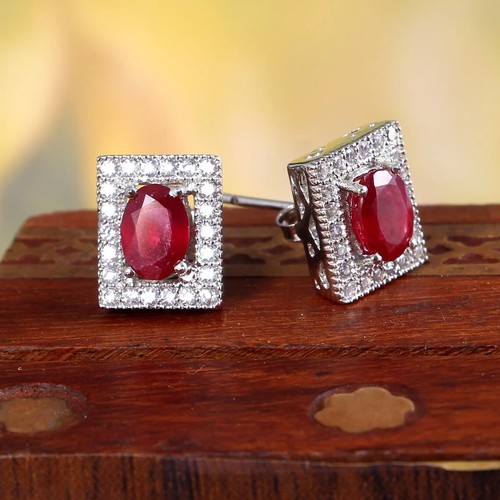 Natural Ruby Gemstone 925 Sterling Silver Beautiful Designer Cufflinks For Men's - Picture 2 of 4