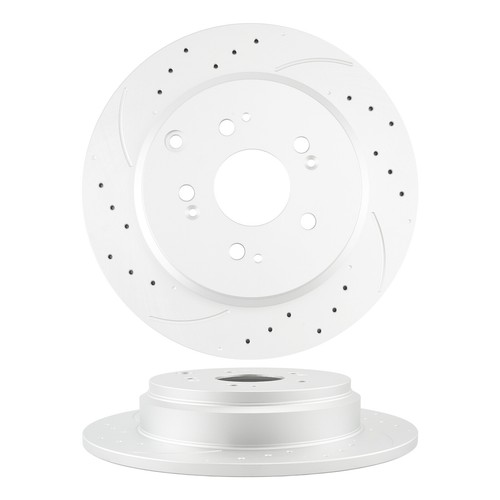 Rear Drilled Slotted Brake Rotors & Ceramic Pads for 2011-2017 Honda Odyssey - Picture 3 of 11