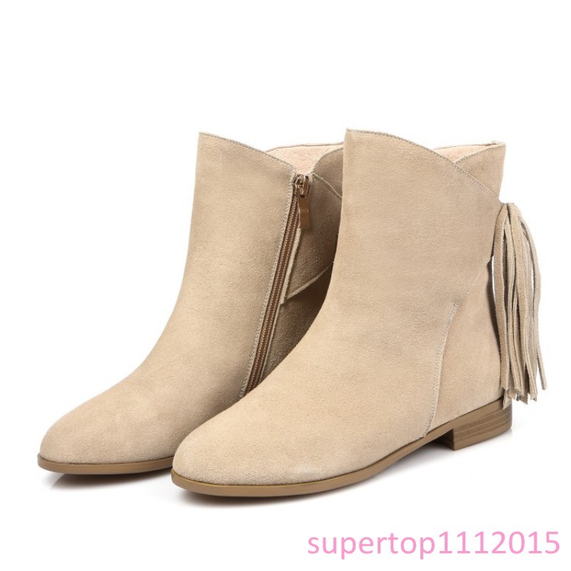 New Womens Low Heels Tassel Mid Calf Calf Calf Boots Collegiate Pull on Suede Zipper shoes 078eed New Womens Low Heels Tassel Mid Calf Calf Calf Boots Collegiate Pull on Suede Zipper shoes 078eed
