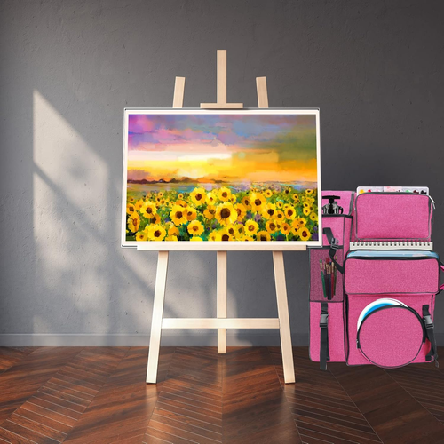 Art Portfolio Carry Bag 20" X 26", Canvas Art Portfolio Backpack Traveling Outdo - Picture 6 of 12