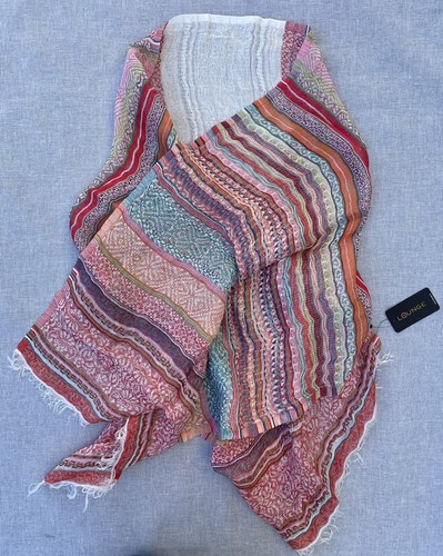 Lightweight Linen & Tencel Multicolor Scarf Wrap Made in India 21" x 72"