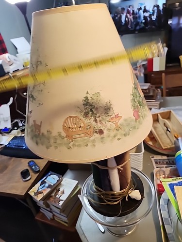 Antique Hand Made Wooden Lamp "Sewing" (WORKS) - Picture 14 of 15