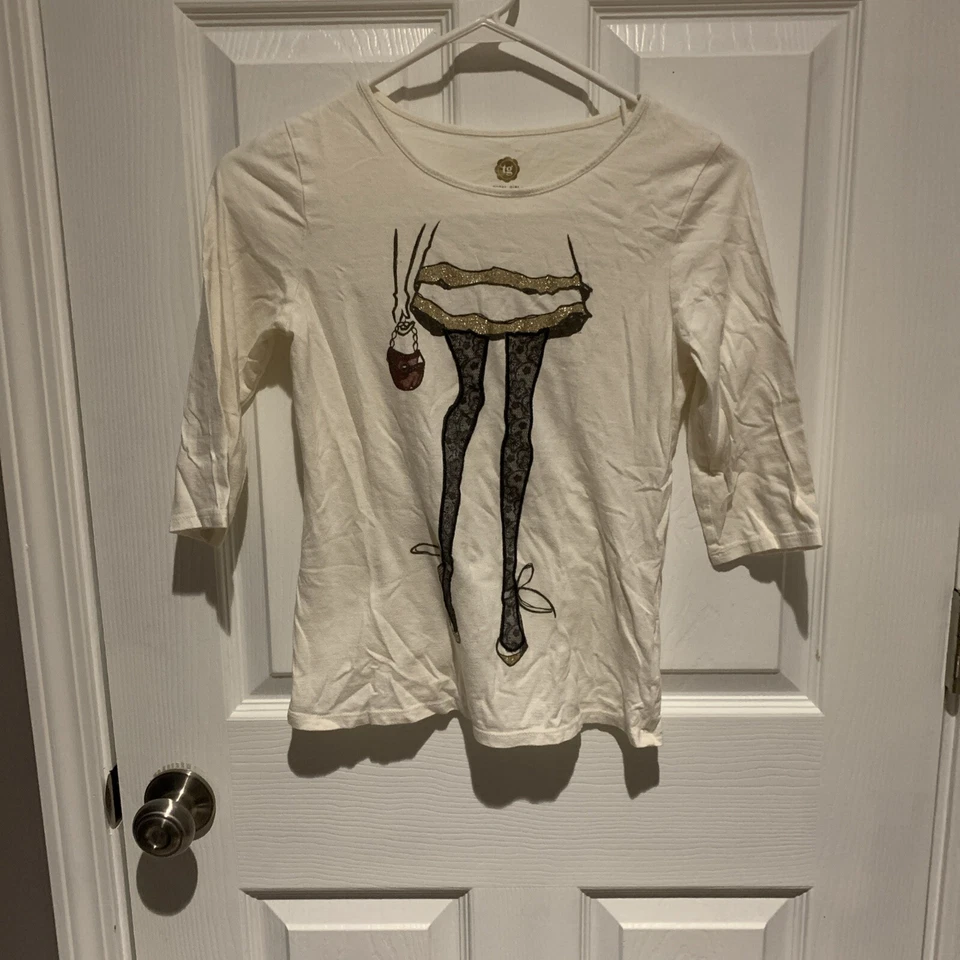 TOTAL GIRL, Estampado: Medias Largas de Encaje Negro Ballet (XL 14/m/16) Usadas en Excelente Condición Foto 2 de 4