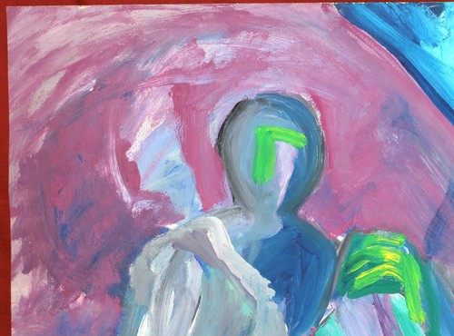 Vintage original gouache painting abstract figure - Picture 7 of 11