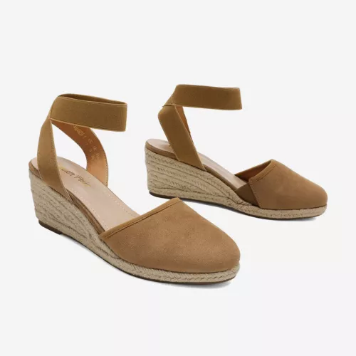 Damenschuhe Espadrilles Keilabsatz elastische Knöchelriemen eng anliegend elegante Schuhe - Bild 13 von 38