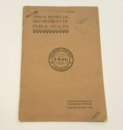 1905 Annual Report of the Department of Public Health Book Colorado Springs - Bild 1 von 10