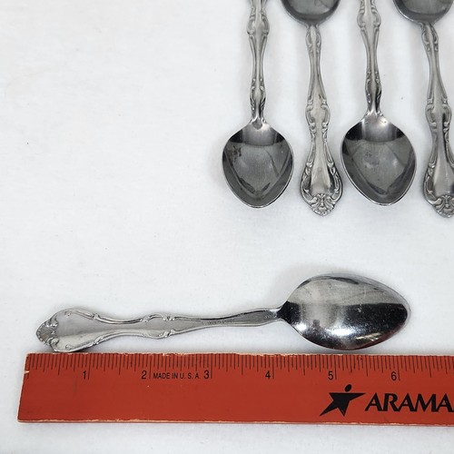 Vintage Imperial International 8 Rockingham Stainless Flatware Teaspoons MCM - Picture 6 of 6