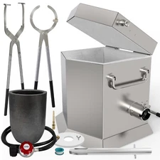 7KG Propane Furnace Kit w/ 2 Crucible Tongs,Smelting Gold Metal Recycle 2700℉