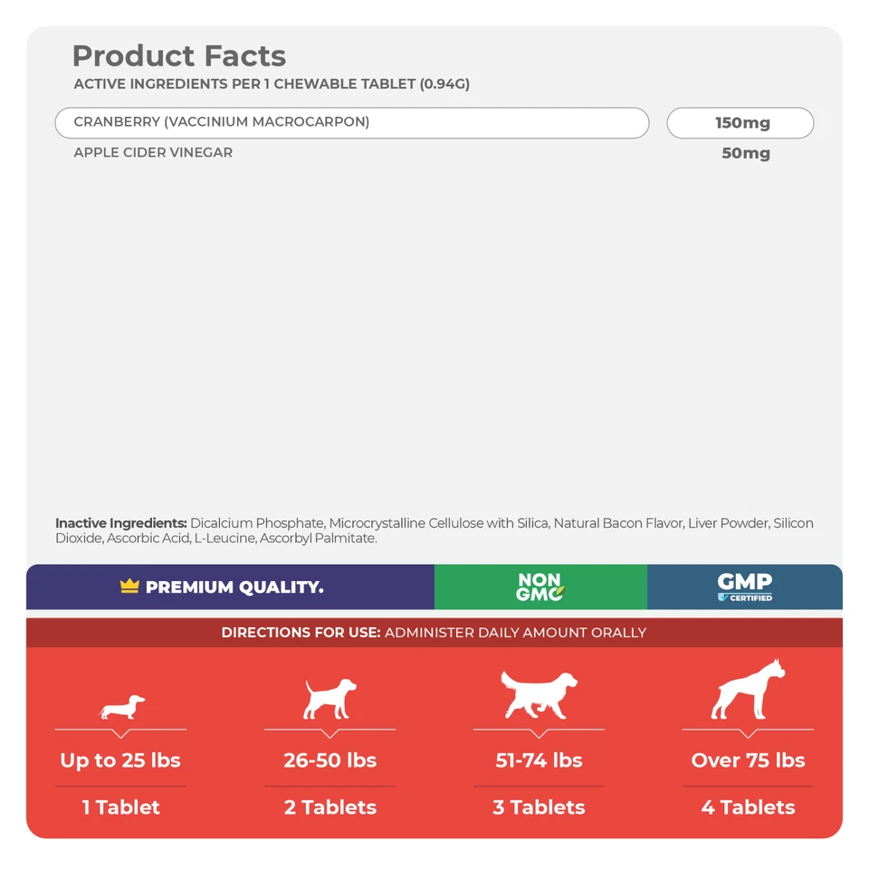 Arándano para perros - Soporte del tracto urinario, apoyo para la incontinencia, infección urinaria para perros Foto 4 de 4