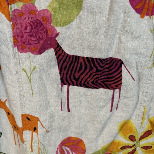 CHICO'S Colorful Linen Safari Jungle Animal Button Down Long Sleeve Sz 2 Shirt - Bild 3 von 11