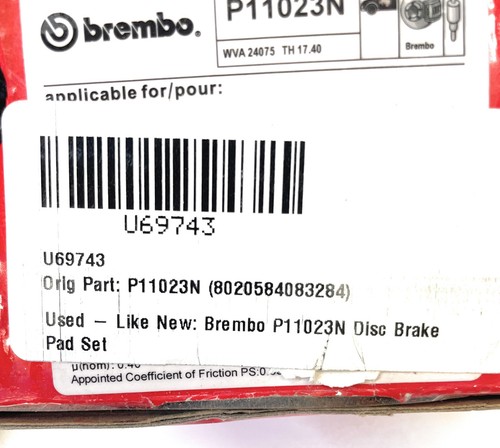 Brembo 05-10 Chrysler 300 Premium NAO Ceramic Equivalent Brake Pad Set, P11023N - Picture 5 of 5