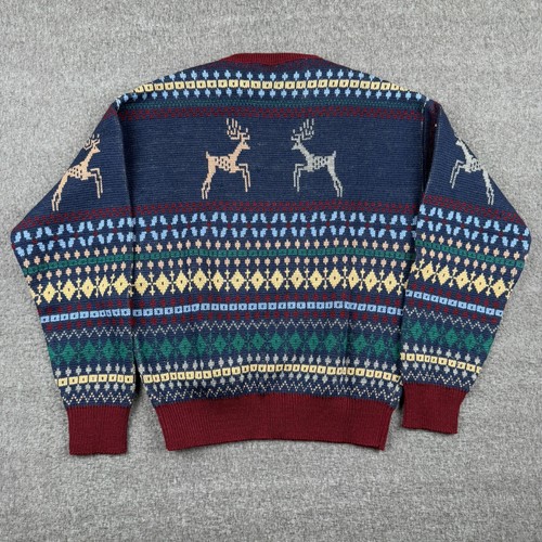 Vintage Pendleton Reindeer Sweater Men's Large Fair Isle Wool Pullover 70s - Picture 4 of 7