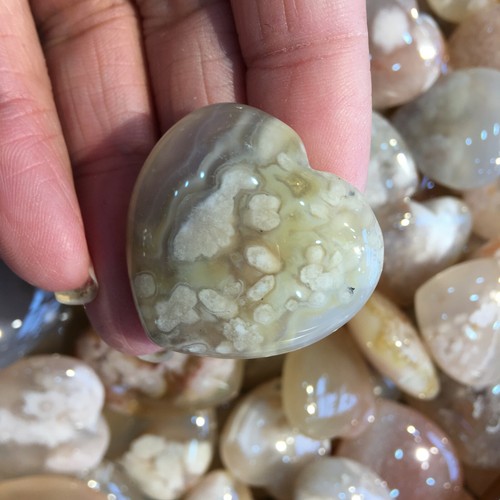 5pc Natural sakura agate love heart crystal hand-polished reiki healing - Picture 6 of 7