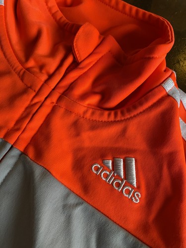 Adidas Boys Sz 7 Full Zip Long Sleeve Track Jacket Blue Gray Red Colorblock - Picture 3 of 6
