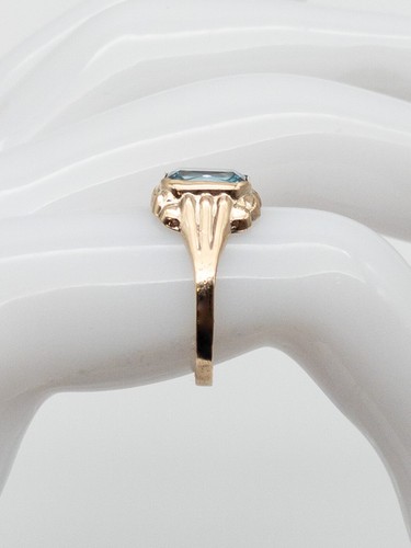 Antique 1920s $2400 4ct French Cut Natural Blue Zircon 10k Rose Gold Ring - 第 4/7 張圖片