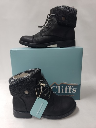 Cliffs White Mountain Duena Hiking Combat Boot Bootie Black Sweater 6.5 6 New 2B - Picture 3 of 9