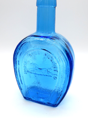 Botella de vidrio azul Wheaton EE. UU. HORSE-SHOE BITTERS COLLINSVILLE ILLINOIS 2 caras - Imagen 5 de 10
