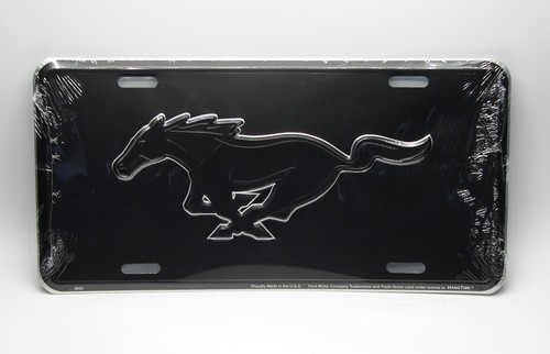 Licensed FORD MUSTANG BLACK BACKGROUND EMBOSSED METAL CAR NOVELTY LICENSE PLATE - Picture 11 of 15