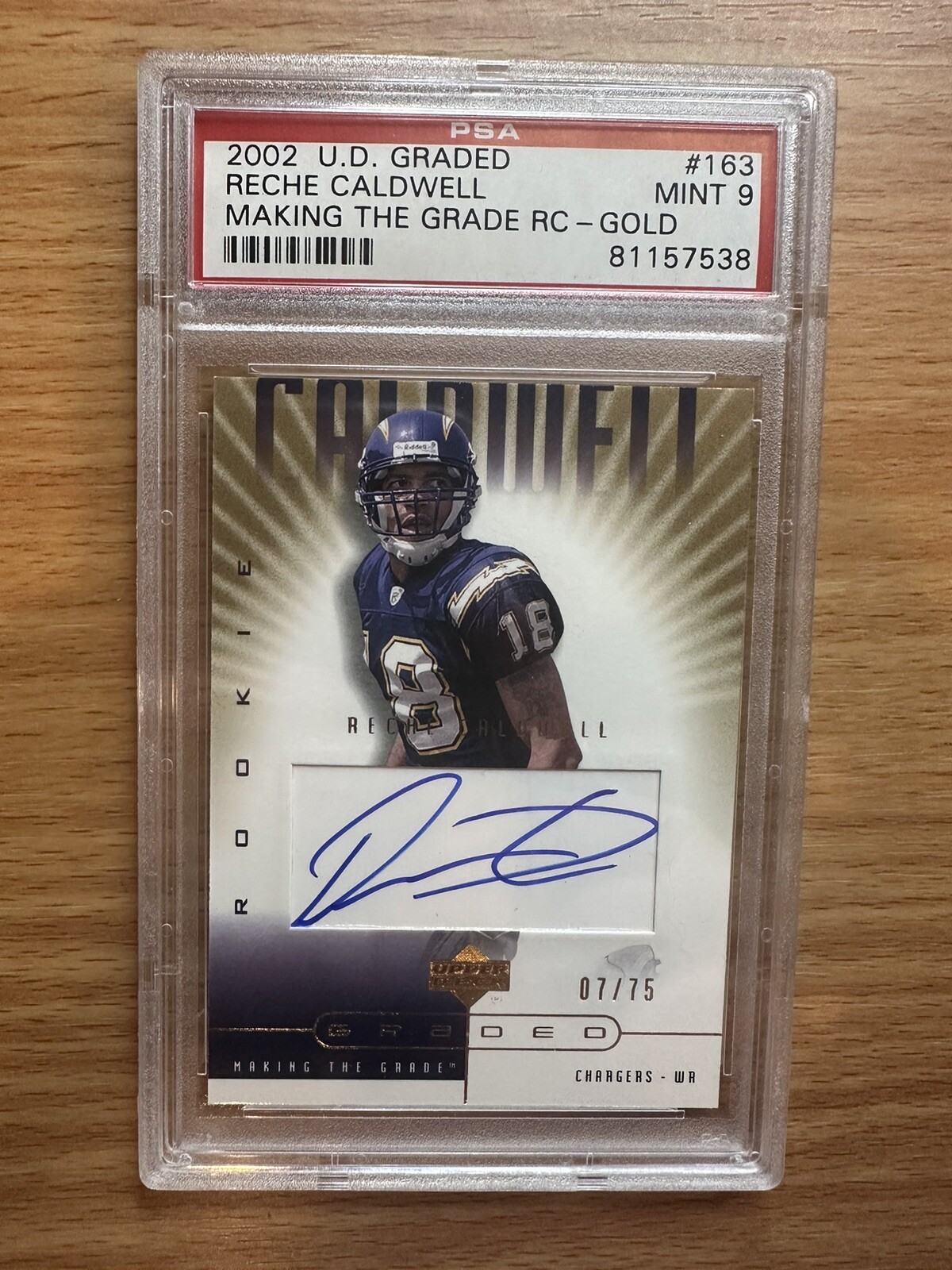 Reche Caldwell Upper Deck Graded #163 Autograph-Gold