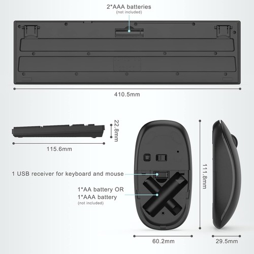 Wireless Keyboard and Mouse Set, seenda 2.4G Wireless Keyboard and Mouse with US - Picture 4 of 7