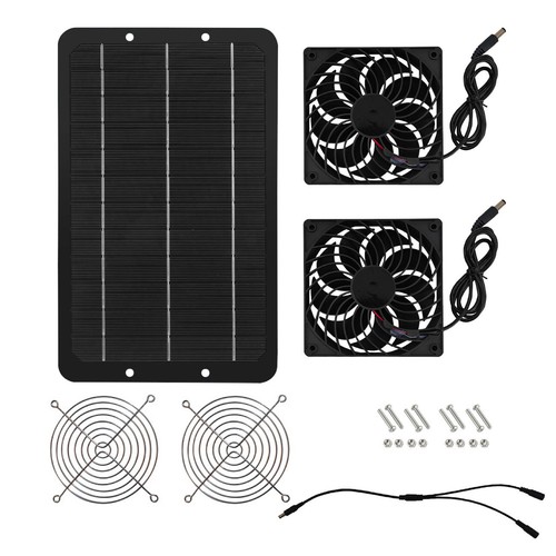 Solar Powered Fan Portable 20W Ventilator Greenhouse Pet Dog Chicken House Cool - Bild 2 von 16