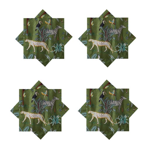 Juego de 6 servilletas de tela con estampado verde punto en el dobladillo servilletas de cena de algodón 18x18 - Imagen 3 de 8