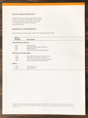 Wellfleet Communications - Fiber Distributed Data Interface FDDI Sales Brochure - Picture 3 of 3