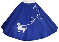 Blue FELT 50s Poodle Skirt Adult Size SMALL Waist 25"- 32" Length 25"