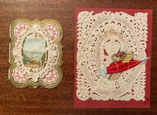 Set of 2 Vintage Valentines Lace Doily Cards