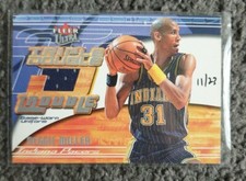 2001 02 NBA Fleer Ultra Reggie Miller triple double trouble buy back jersey /23