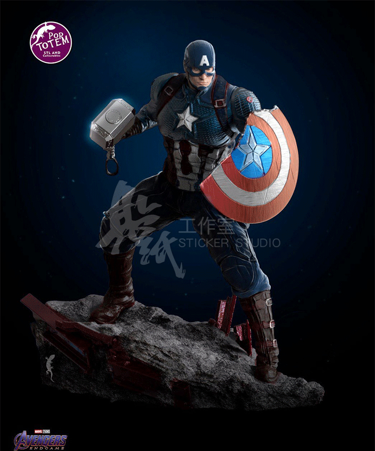 Captain America 3D Printing Unpainted Figure Blank Kit Model