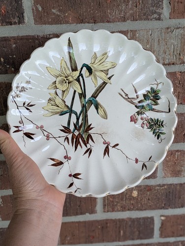 Wild Flowers plate S. Hancock Stoke on Trent circa 1880 Vintage Antique 8.5" - Picture 2 of 8