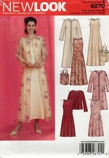 New Look 6270 A-Line Princess Dress, Duster or Longline Jacket, Handbag Sz 10-22