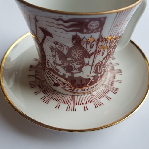 Lomonosov USSR VTG Soviet Ceramic Tea Mug Cup & Saucer Folk Art Leningrad scarce - Picture 20 of 20