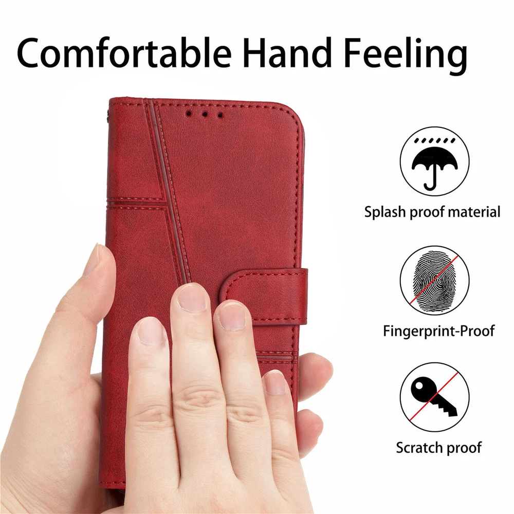 Durable Leather Wallet Stand Case for iPhone 16 15 14 13 12 11 Pro Max Plus