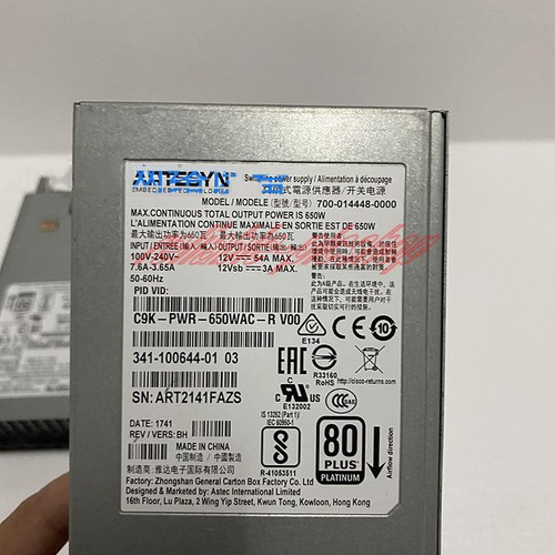 1PCS Cisco C9K-PWR-650WAC-R AC Power Supply 650W