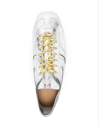 Dries Van Noten Men 10.0US Silver Leather Sneakers Elegant Designer Shoes Luxury - Picture 4 of 7