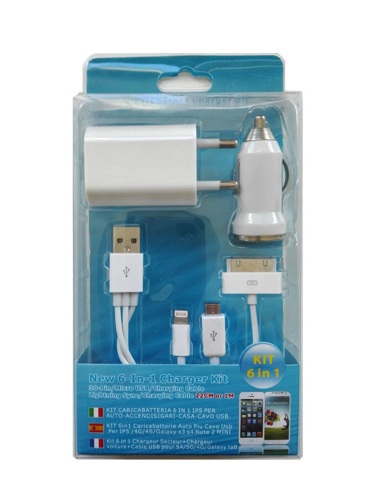 CARGADOR RED MECHERO COCHE KIT 6 EN 1 PARA TABLET EBOOK MOVIL...