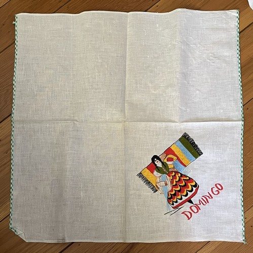 Menge 3 Vintage Spanische Wochentage Bestickt Leinen Geschirrtücher Retro - Bild 8 von 11