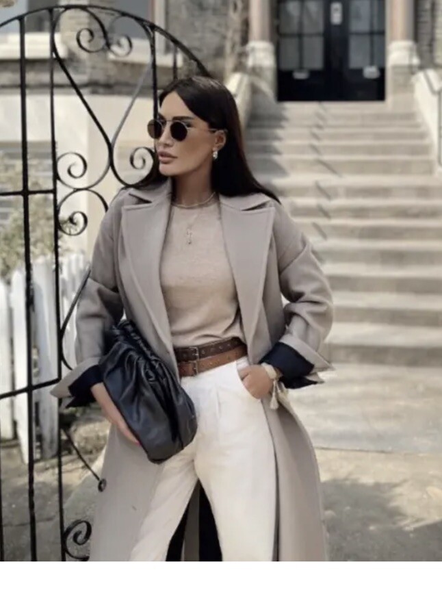 ZARA WOMEN NEW OVERSIZED DOUBLE BREASTED WOOL BLEND COAT