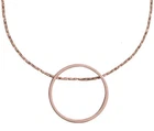 Open RING Pendant NECKLACE Delicate 38cm ROSE GOLD Tone SNAKE CHAIN